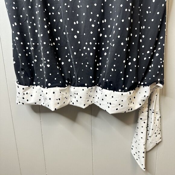 Swimsuits For All Plus Size 34 Black/White Dot Side Tie Blouson Tankini Top - Picture 7 of 16
